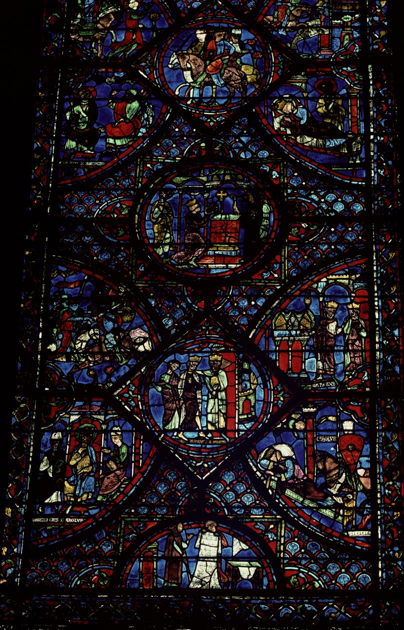 Sceny z życia Karola Wielkiego (747-814) z ambulatorium, ok. 1215-35 (witraże) (zob. też 98072) autorstwa Unbekannt