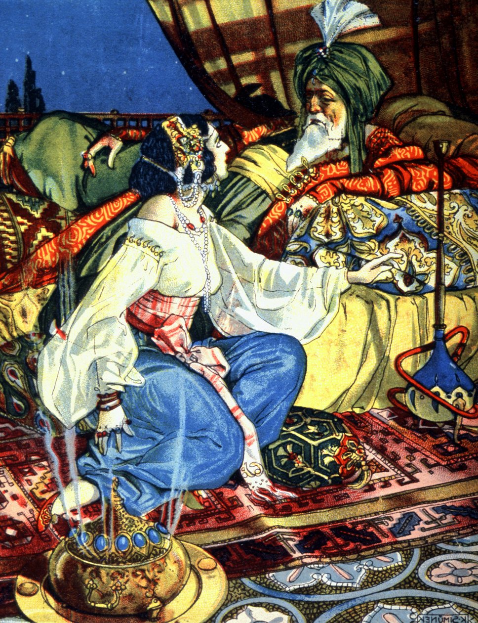 Szeherezada i kalif, ok. 1920 r. (ilustracja) autorstwa Unbekannter Künstler