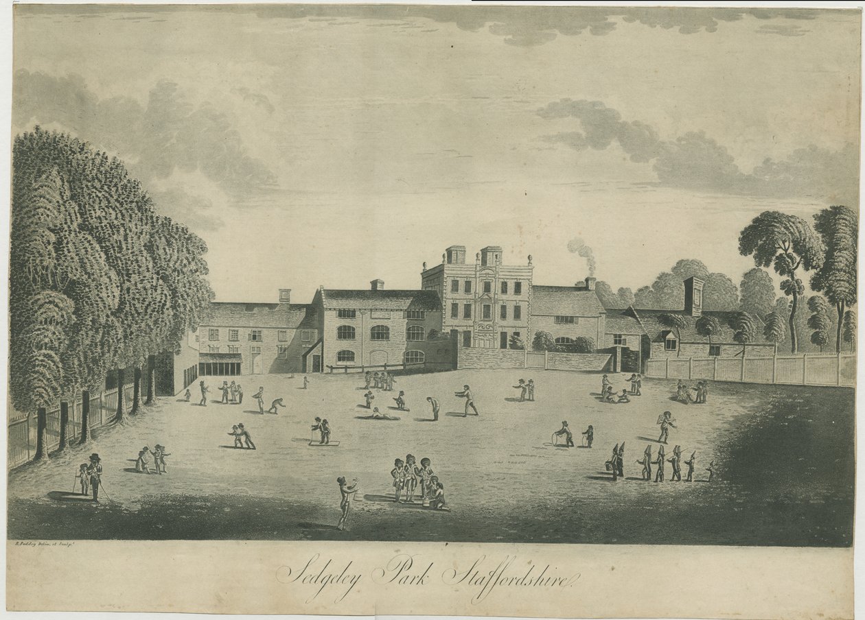 Szkoła w Sedgley Park: grawerunek akwatinty, bd [ok. 1797] autorstwa Unbekannt