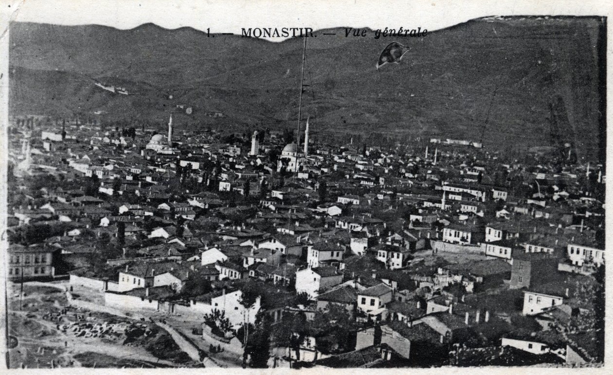 Serbia, Monastir: ogólny widok na miasto, Monastir nazywa się desormais Bitola i znajduje się w Macedonii - pocztówka 1914-1918 autorstwa William M. Timlin