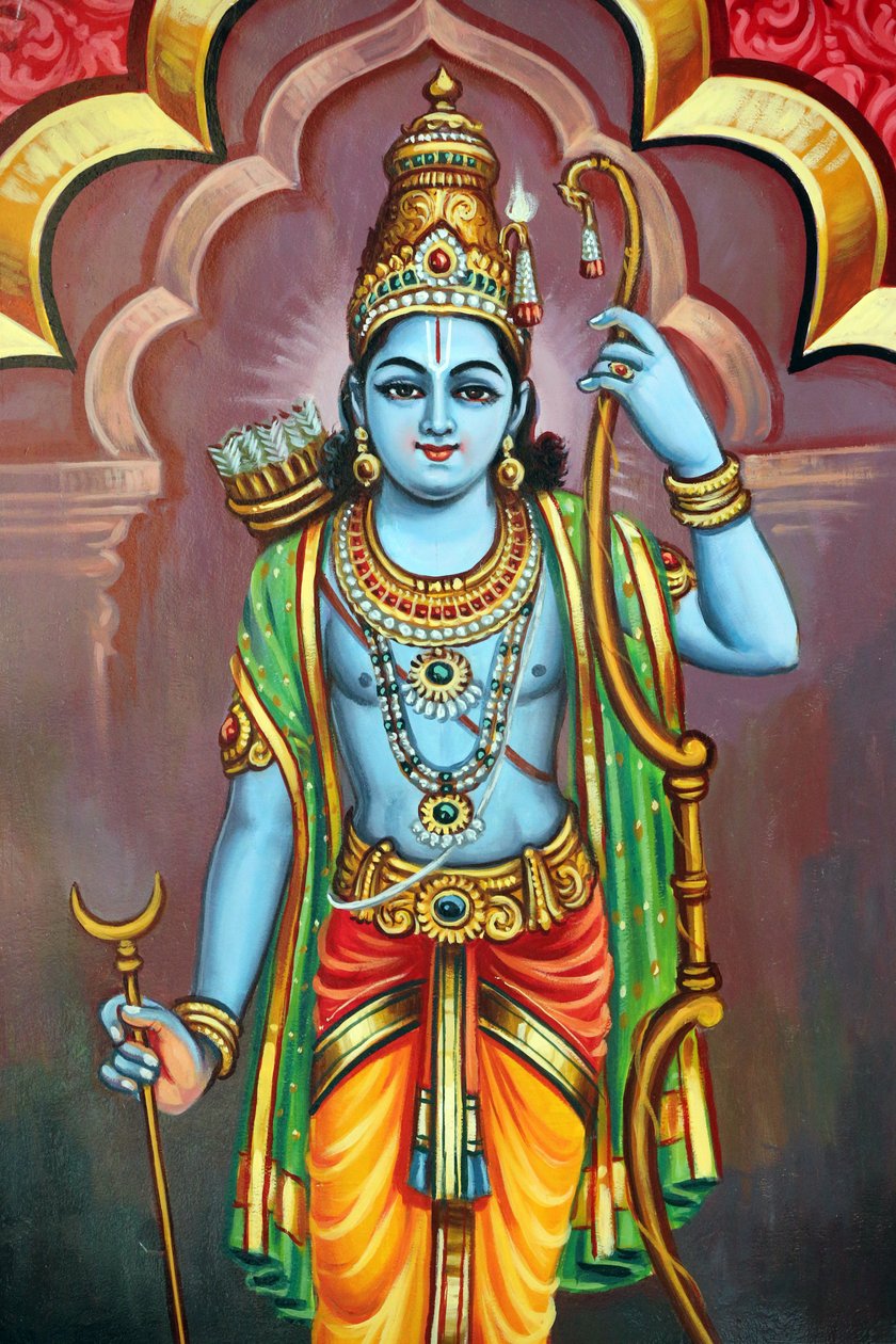 Hinduska świątynia Sri Vadapathira Kaliamman. Awatar Wisznu. Siódma inkarnacja Pana Ramy. Singapur autorstwa Unbekannt