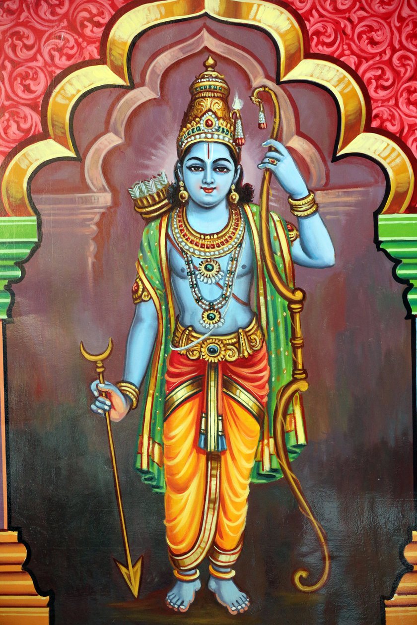 Hinduska świątynia Sri Vadapathira Kaliamman. Awatar Wisznu. Siódma inkarnacja Pana Ramy. Singapur autorstwa Unbekannt