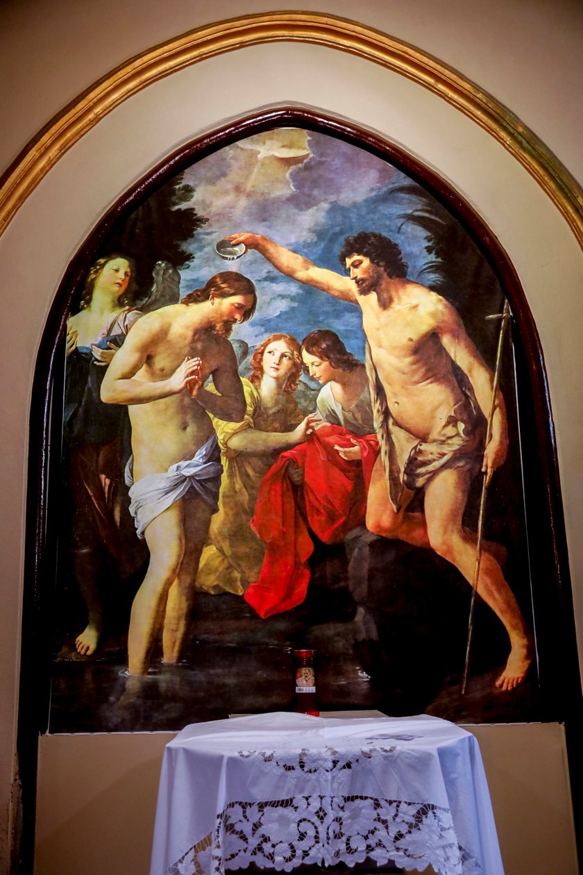 Kościół apostołów św Piotra i Pawła, palermo, Sycylia, Włochy. Chrzest Chrystusa, kopia obrazu Guido Eni z 1623 roku. (zdjęcie) autorstwa Unbekannt