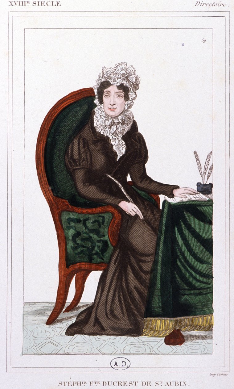 Stephanie Ducrest de Saint-Aubin hrabina Genlis, ok. 1810 r. (rycina) autorstwa Unbekannter Künstler