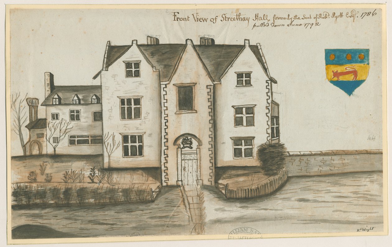 Streethay Hall: malowanie akwarelą, 1786 autorstwa Unbekannt