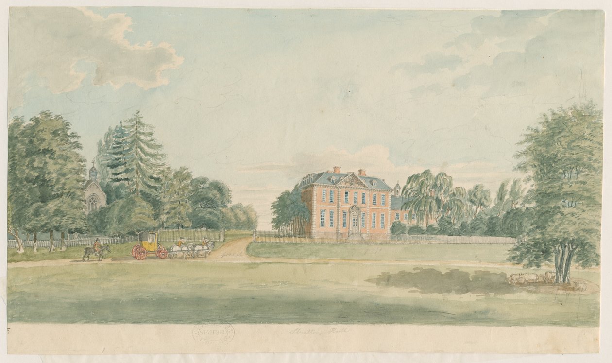 Stretton Hall: malarstwo akwarela i [koniec XVIII wieku] autorstwa Unbekannt