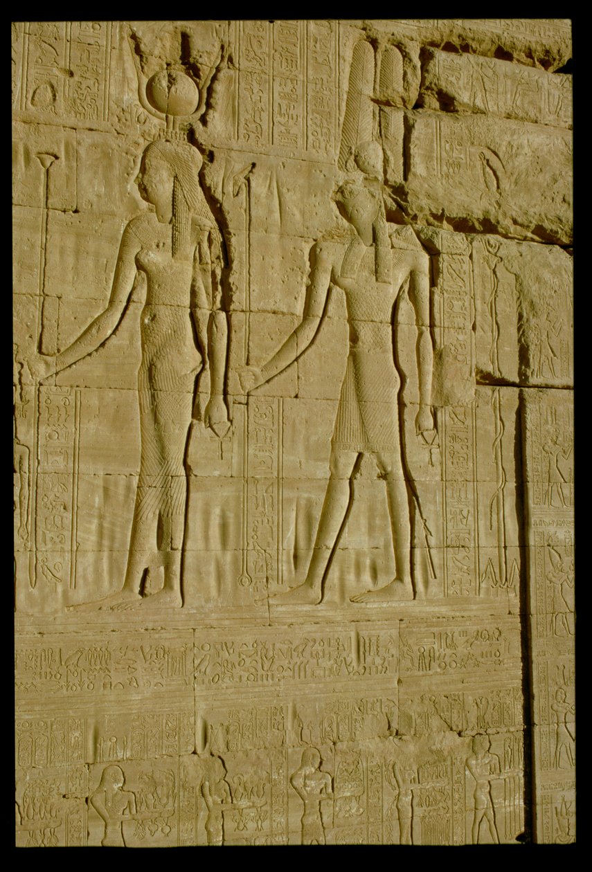 Zatopiona płaskorzeźba przedstawiająca Hathor i Horusa (zdjęcie) autorstwa Unbekannt