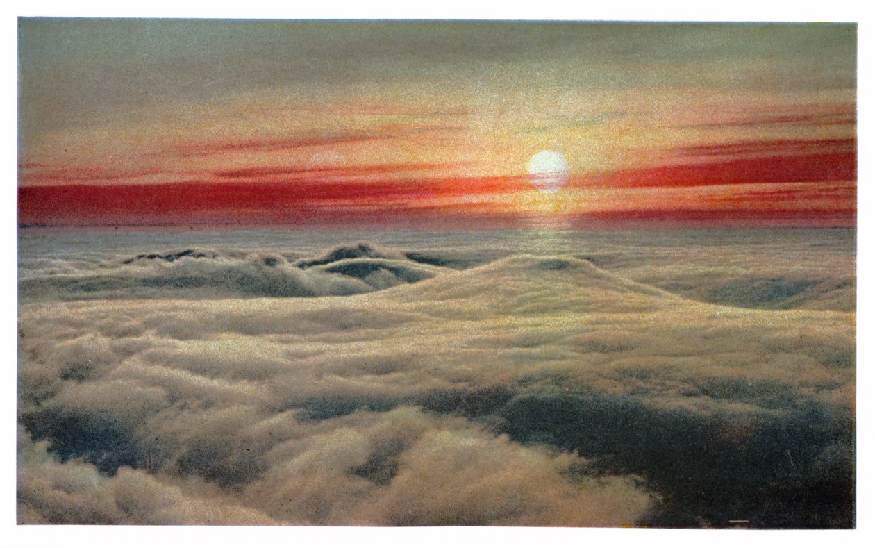 Nascer do sol acima das nuvens, c.1930 (print)polonês autorstwa Unbekannter Künstler