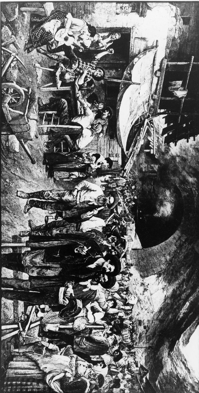 Szwajcaria Gotthard Railway Construction (zdjęcie czarno-białe) autorstwa Unbekannt