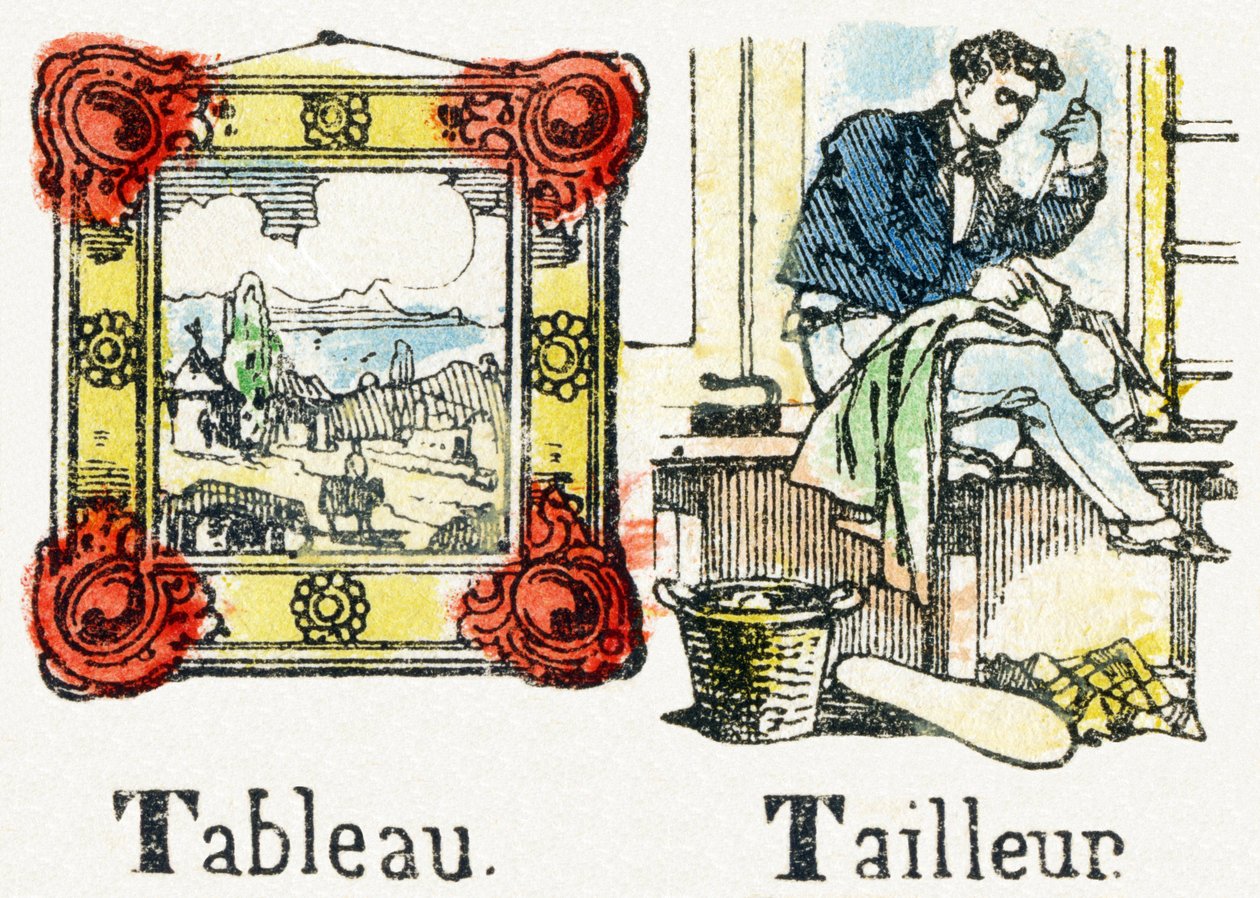 T - Tableau Tailleur - Alfabet rozrywki dla dzieci c.1890 (litografia) autorstwa Unbekannt