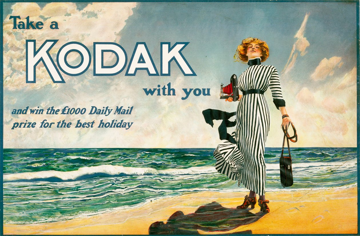 „Weź ze sobą Kodaka”, reklama aparatów firmy Kodak, Wielka Brytania, ok. 1910 r. autorstwa Unbekannt