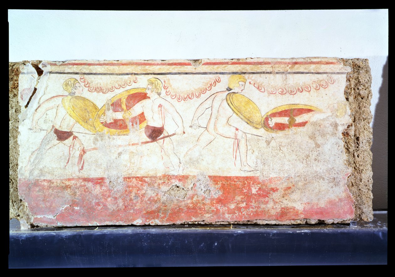 Bitwa gladiatorów, ok. III w. p.n.e. (fresk) (szczegóły patrz 85148) autorstwa Unbekannt