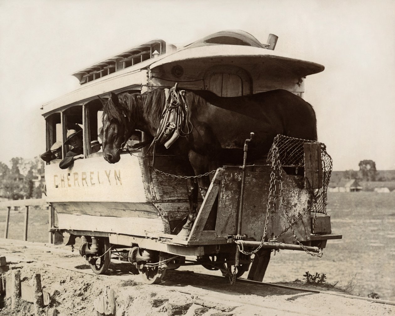 Wóz konny Cherrelyn, Denver, Kolorado, ok. 1890 (zdjęcie czarno-białe) autorstwa Nicolas Liez