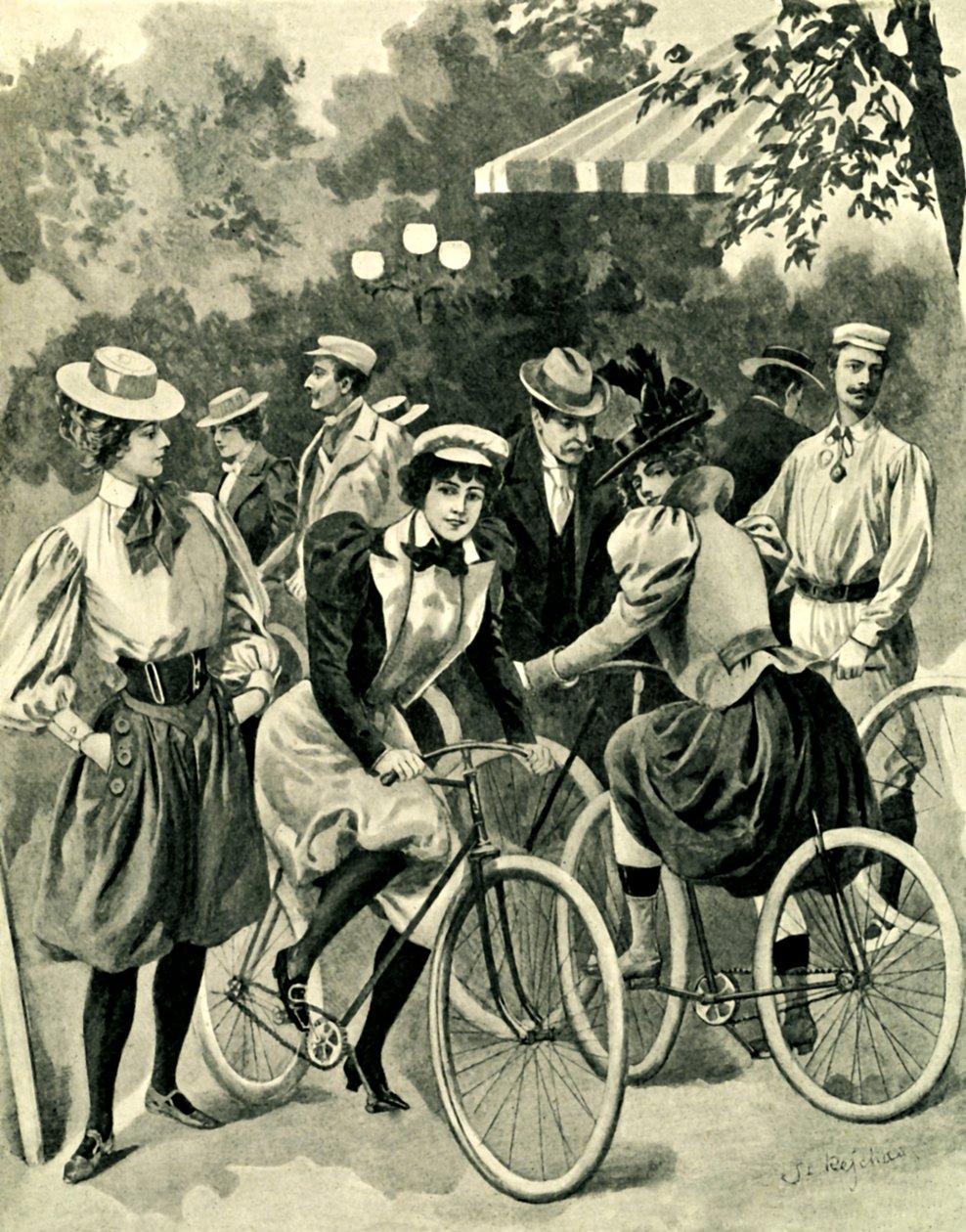 Moda na rowery w Bois de Boulogne autorstwa Unbekannter Künstler