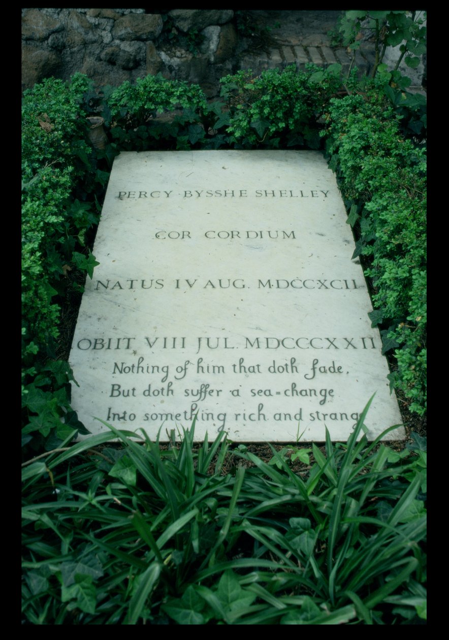 Grób Percy Bysshe Shelley (1792-1822) (zdjęcie czarno-białe) autorstwa Unbekannt
