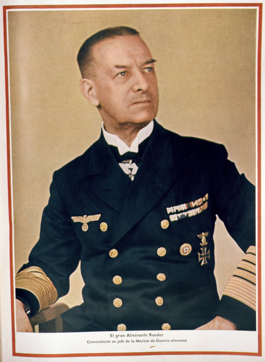Wielki admirał Raeder (1876-1960) głównodowodzący piechoty morskiej, z magazynu "Signal", nr 3, pierwsze wydanie z lutego 1943 r. (zdjęcie) autorstwa Unbekannter Künstler