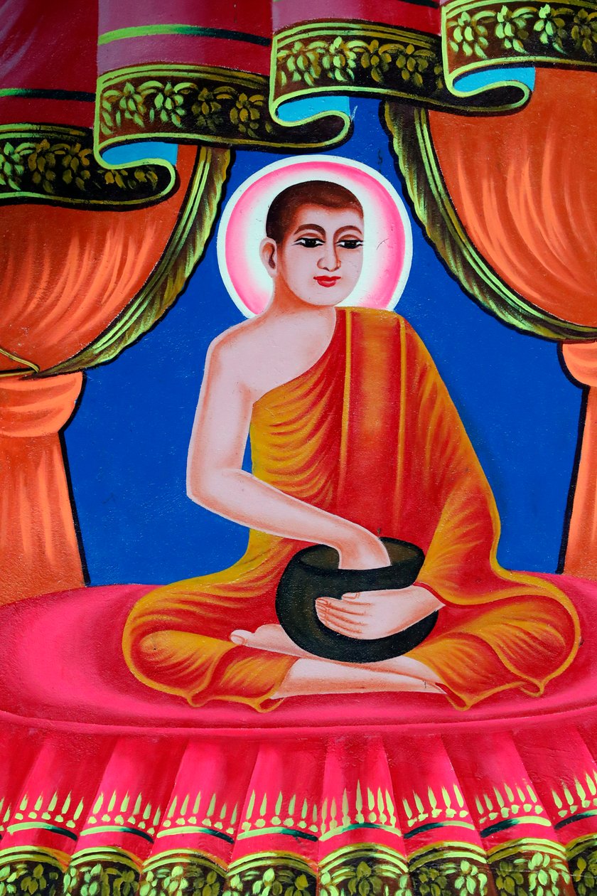 Życie Buddy, Siddhartha Gautama. Buddyjska świątynia Soc Po Lok. Chau Doc. Wietnam. (zdjęcie) autorstwa Unbekannt