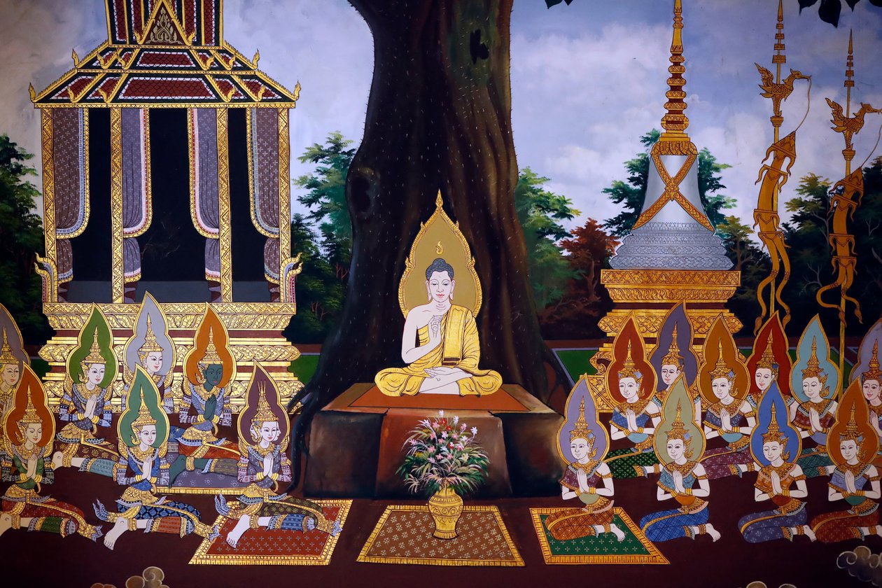 Życie Buddy, fresk ścienny, świątynia Wat Botum, Phnom Penh, 2022 (zdjęcie) autorstwa Unbekannter Künstler