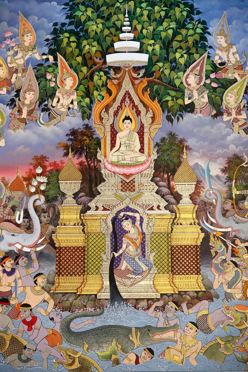 Życie Buddy, fresk ścienny, klasztor Wat Maniratanaram, Phnom Penh, 2022 (zdjęcie) autorstwa Unbekannter Künstler