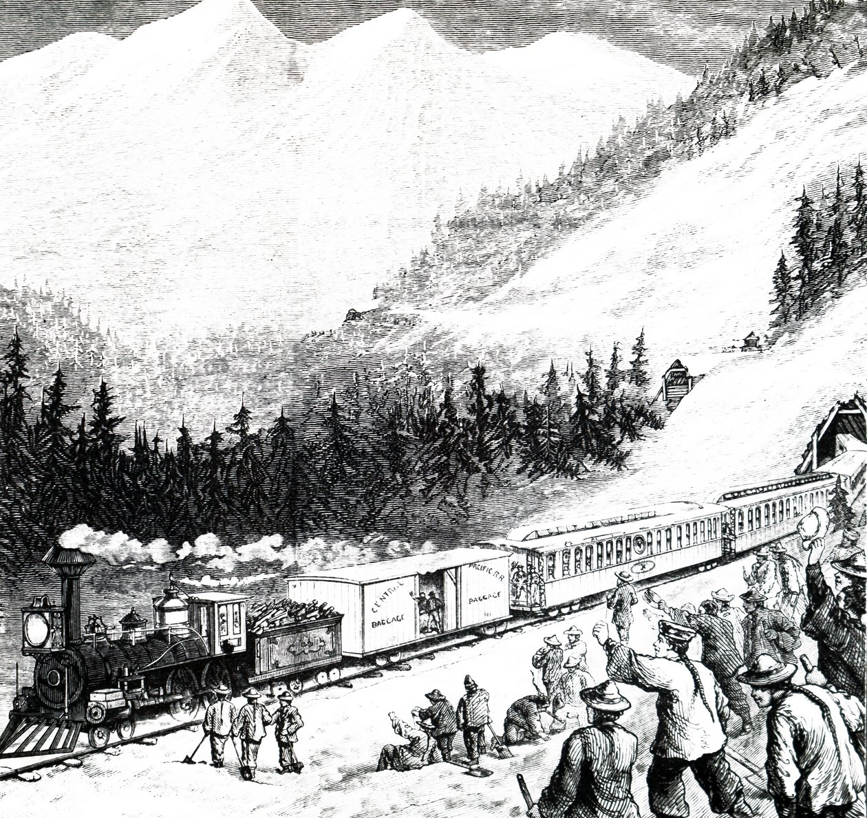 Pacific Railroad w górach Sierra Nevada. autorstwa Unbekannt