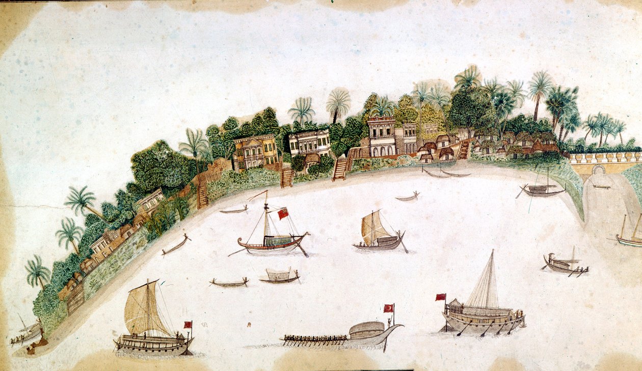 The River Hooghly, Kalkuta (pióro i atrament z akwarelą na papierze) autorstwa Unbekannt
