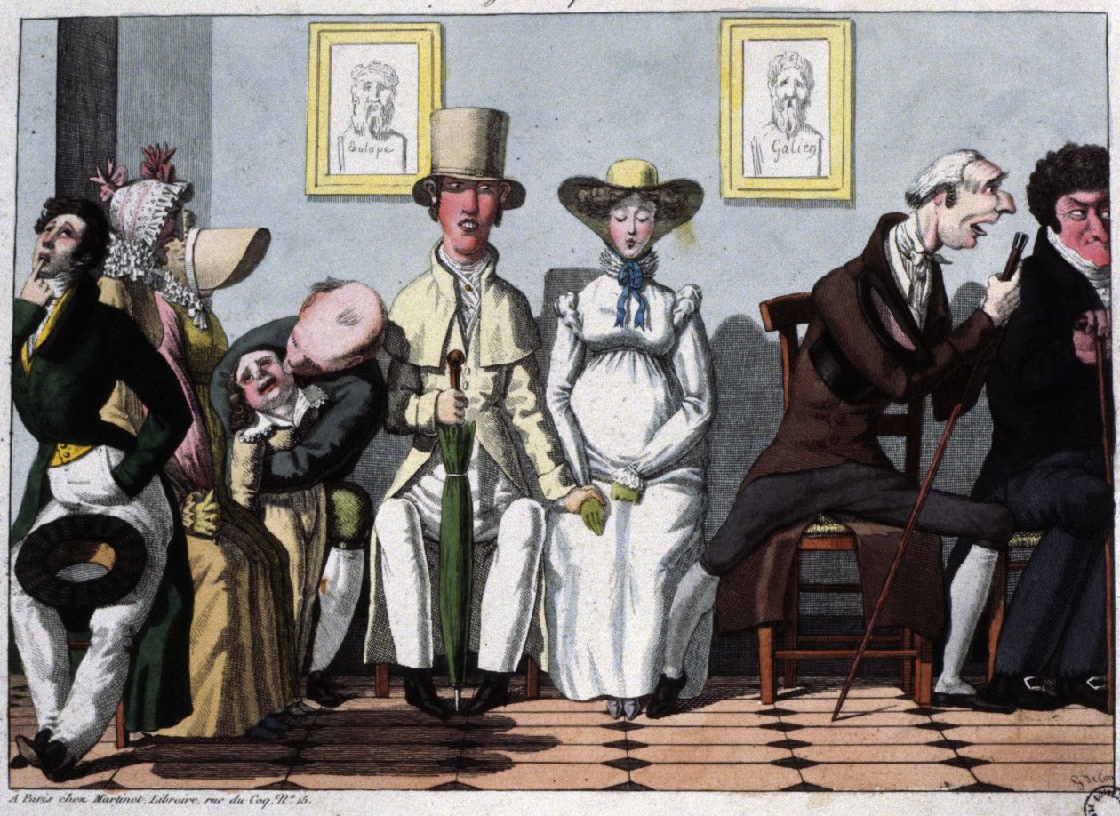 Poczekalnia lekarska, kobieta w ciąży, ok. 1850 r. (ilustracja) autorstwa Unbekannter Künstler