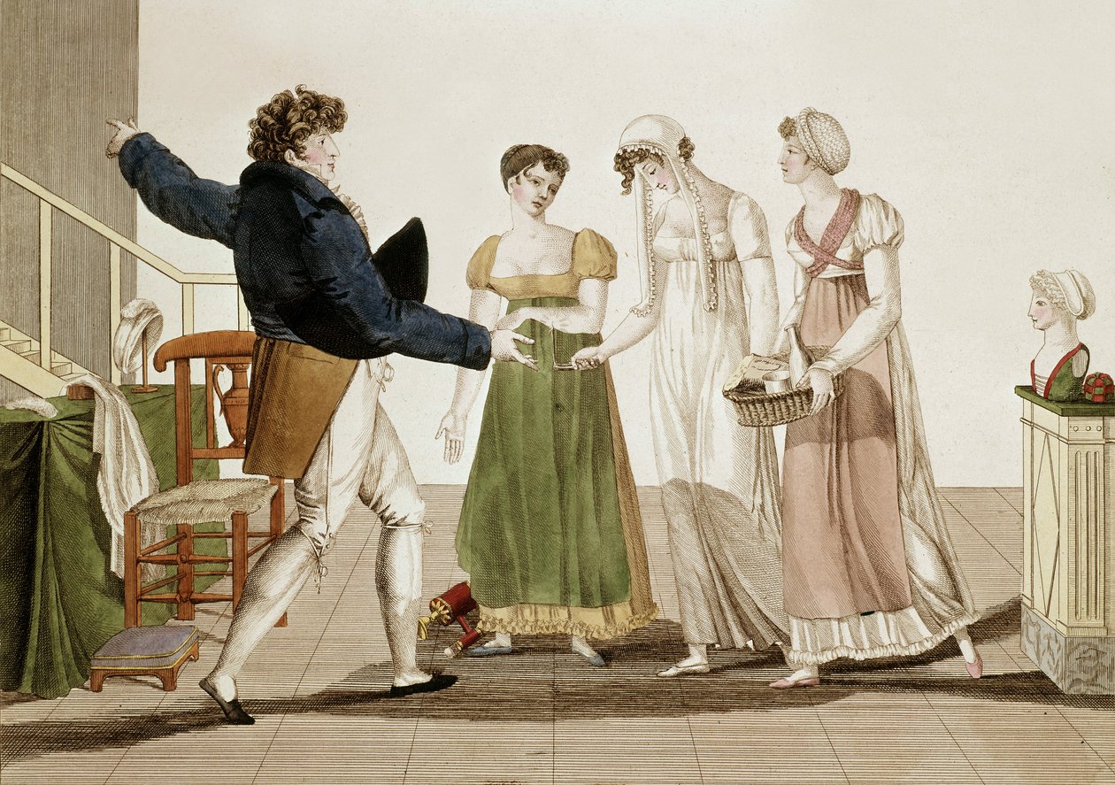 Projektant mody w czasach pierwszego cesarstwa we Francji (1804-1815), rycina autorstwa Unbekannter Künstler