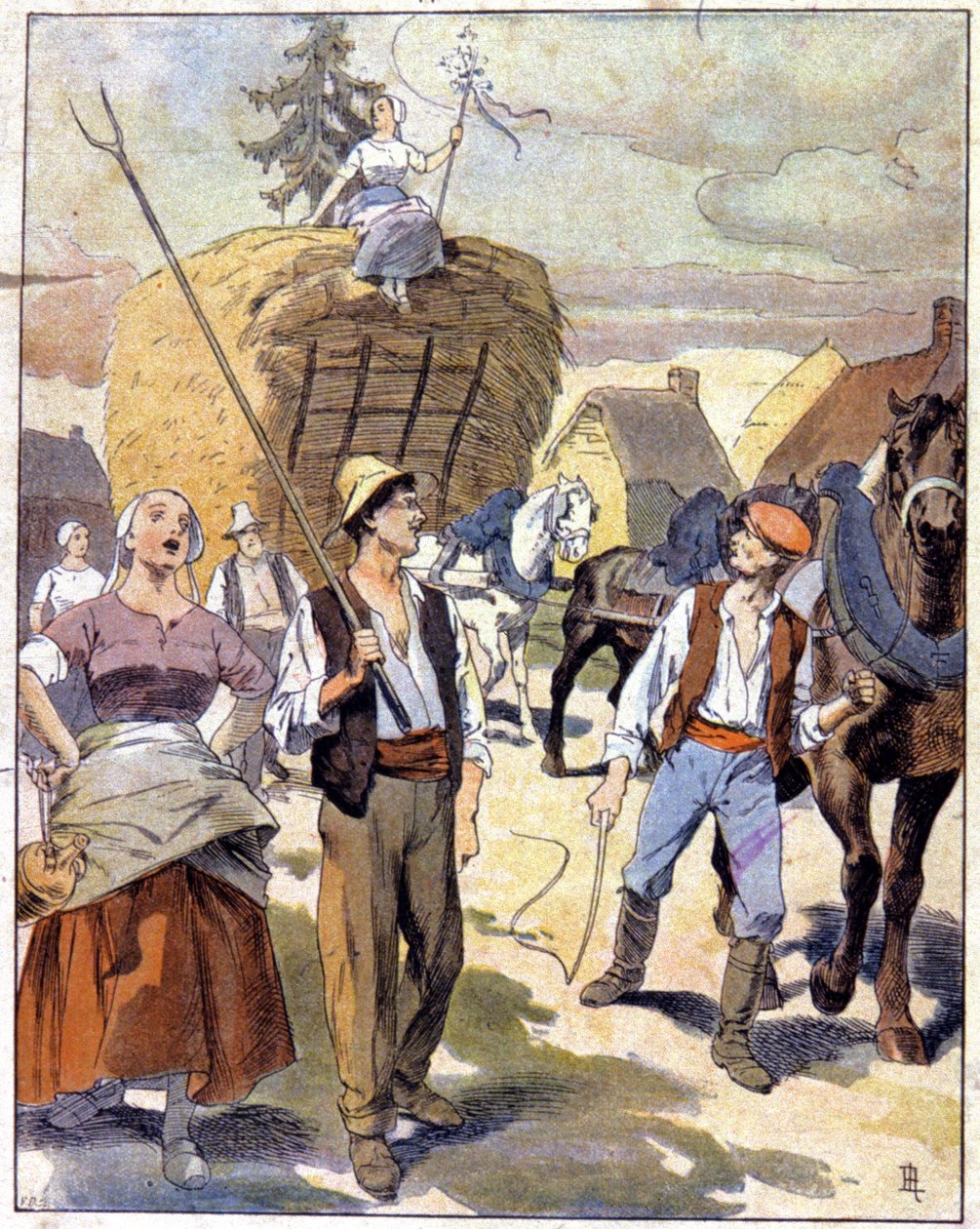 Ostatni wóz z pszenicą w Beauce, ok. 1910 r. (ilustracja) autorstwa Unbekannter Künstler