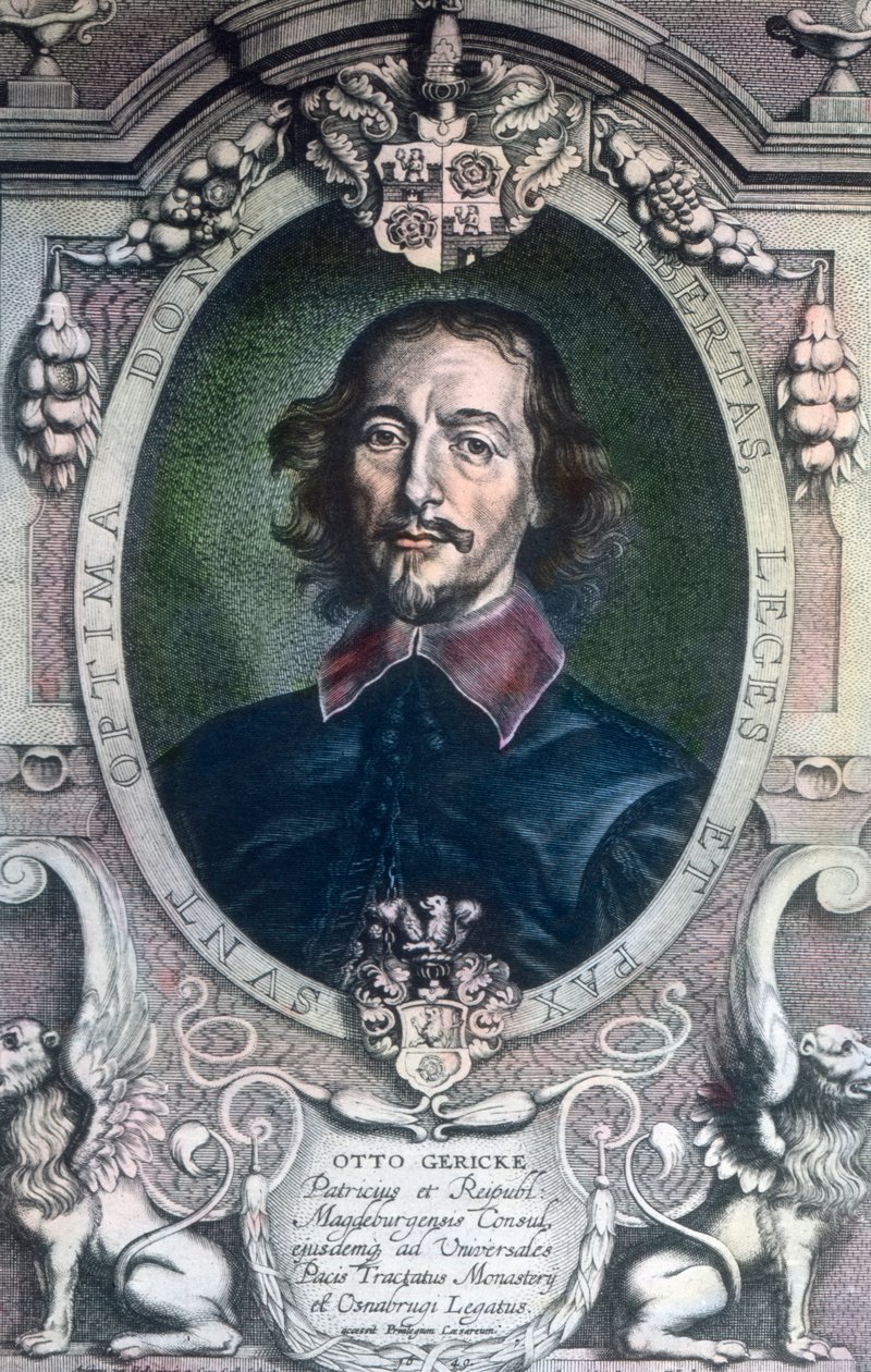 Burmistrz miasta Magdeburg Otto von Guericke był także znany jako polityk, prawnik, fizyk i wynalazca autorstwa Unbekannter Künstler