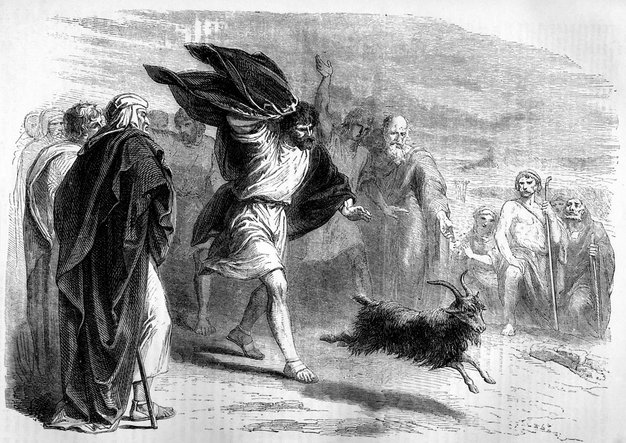 Kozioł ofiarny wysłany na pustynię - Biblia autorstwa Unbekannter Künstler