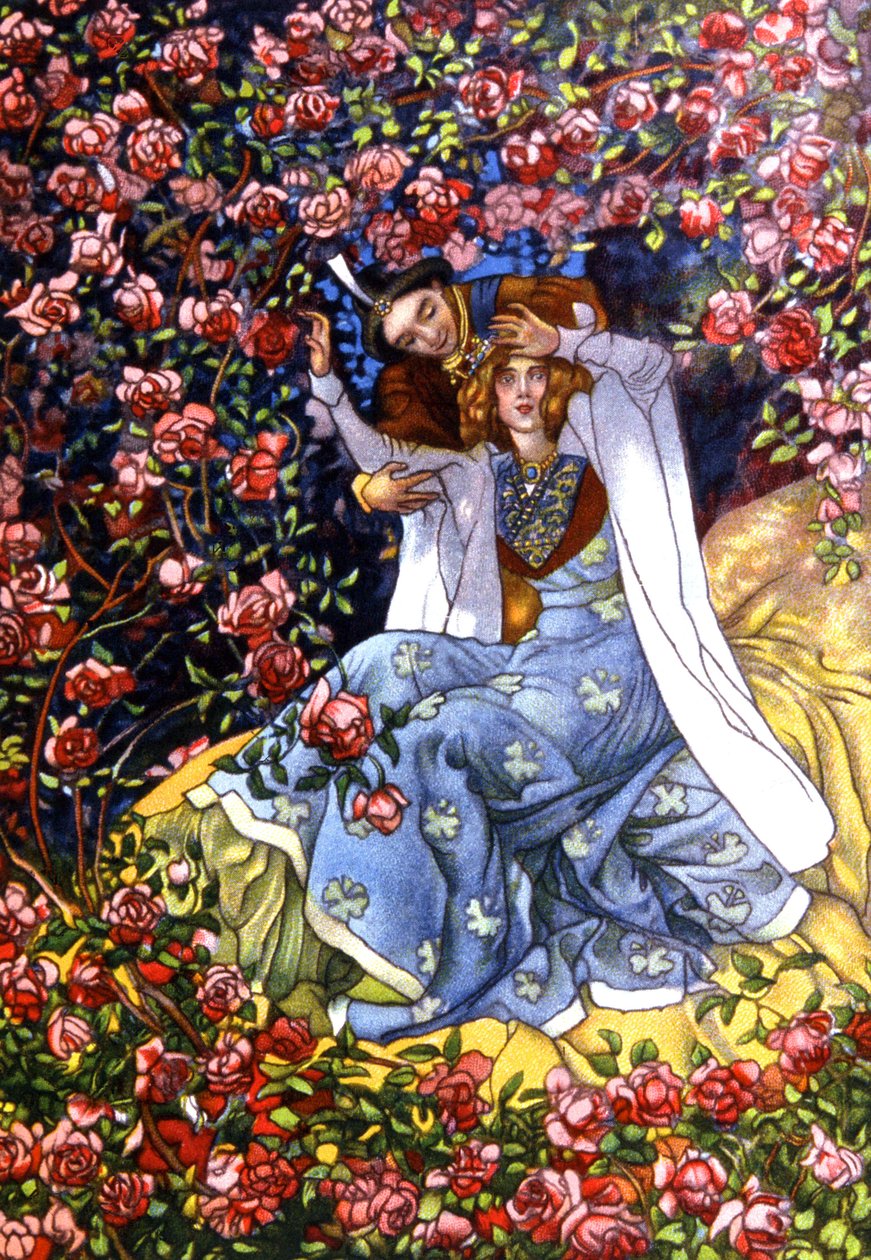 Śpiąca królewna i książę, ok. 1911 (ilustracja) autorstwa Unbekannter Künstler