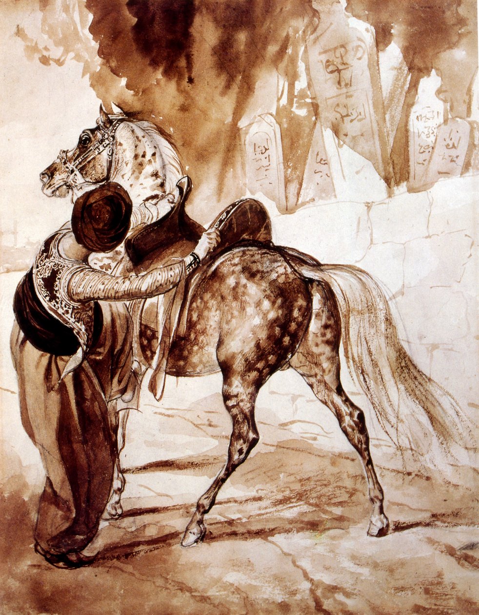 Turek na koniu. 1835, Karl Pavlovich Bryullov (1799 - 1852), rosyjski malarz. Jest uważany za kluczową postać w przejściu od rosyjskiego neoklasycyzmu do romantyzmu. autorstwa Unbekannter Künstler