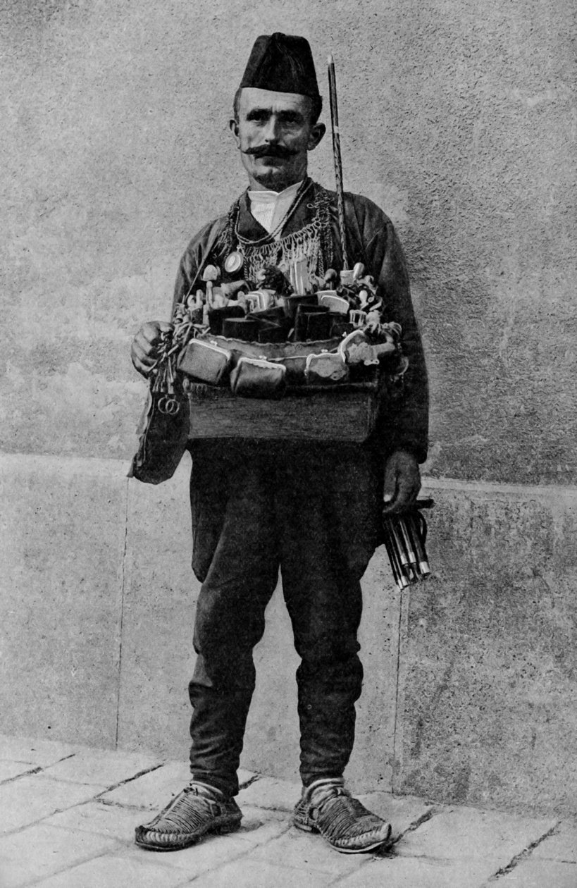 Indyk. Orientalny autolycus sprzedający swoje towary na rynku. 1920 autorstwa Unbekannt