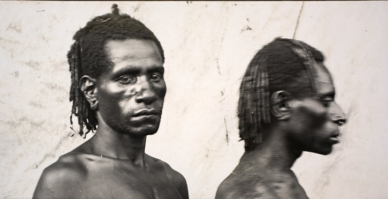 Dwóch mężczyzn, Papua Nowa Gwinea (odbitka żelatynowo-srebrowa) autorstwa Unbekannt