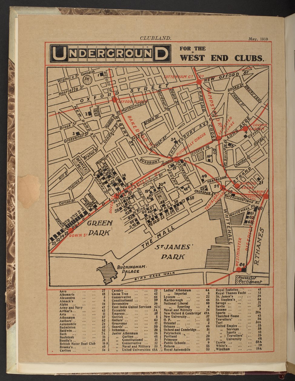 Underground dla klubów West End, maj 1910 autorstwa Unbekannter Künstler