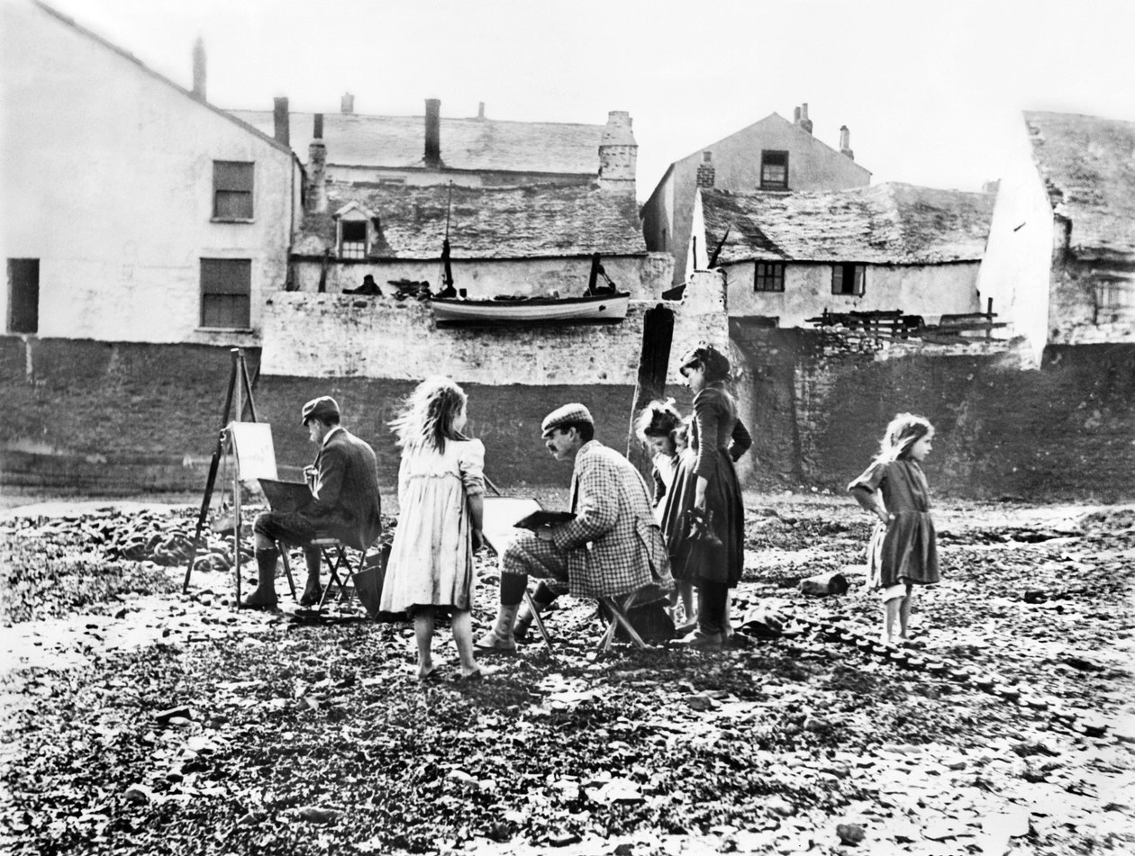 Wielka Brytania : Artyści malujący nad rzeką Torridge. Appledore, Devon autorstwa Unbekannt