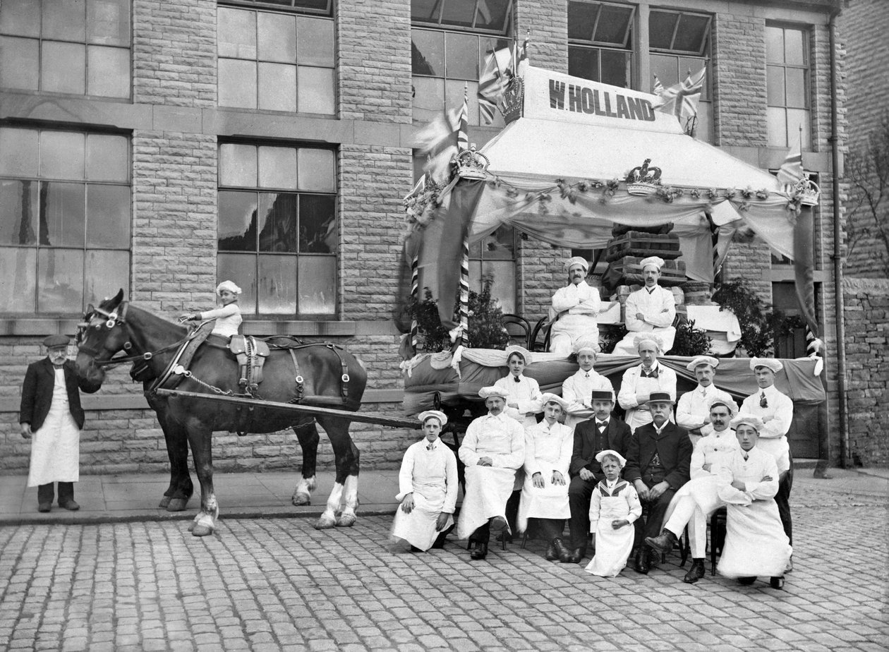 Wielka Brytania: Float karnawałowy Hollands Pie. Manchester, ok. 1910 r autorstwa Unbekannt
