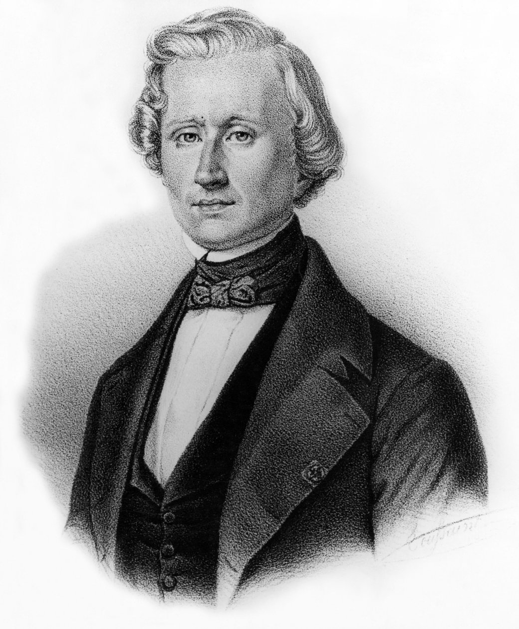 Urbain Jean Joseph Le Verrier (1811-1853), francuski astronom i dyrektor obserwatorium astronomicznego w Paryżu, rycina autorstwa Auguste
