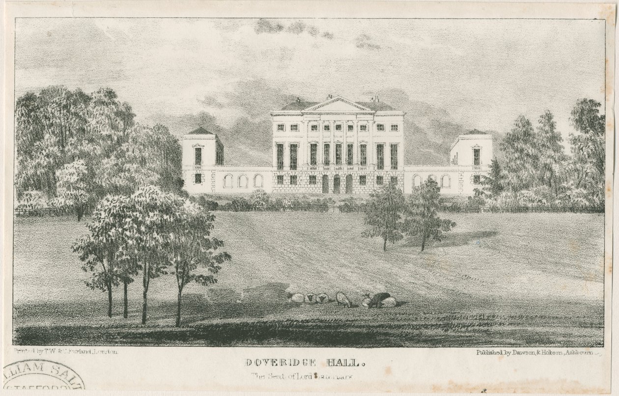 Uttoxeter - Doveridge Hall: litografia, nd [c 1839] autorstwa Unbekannt