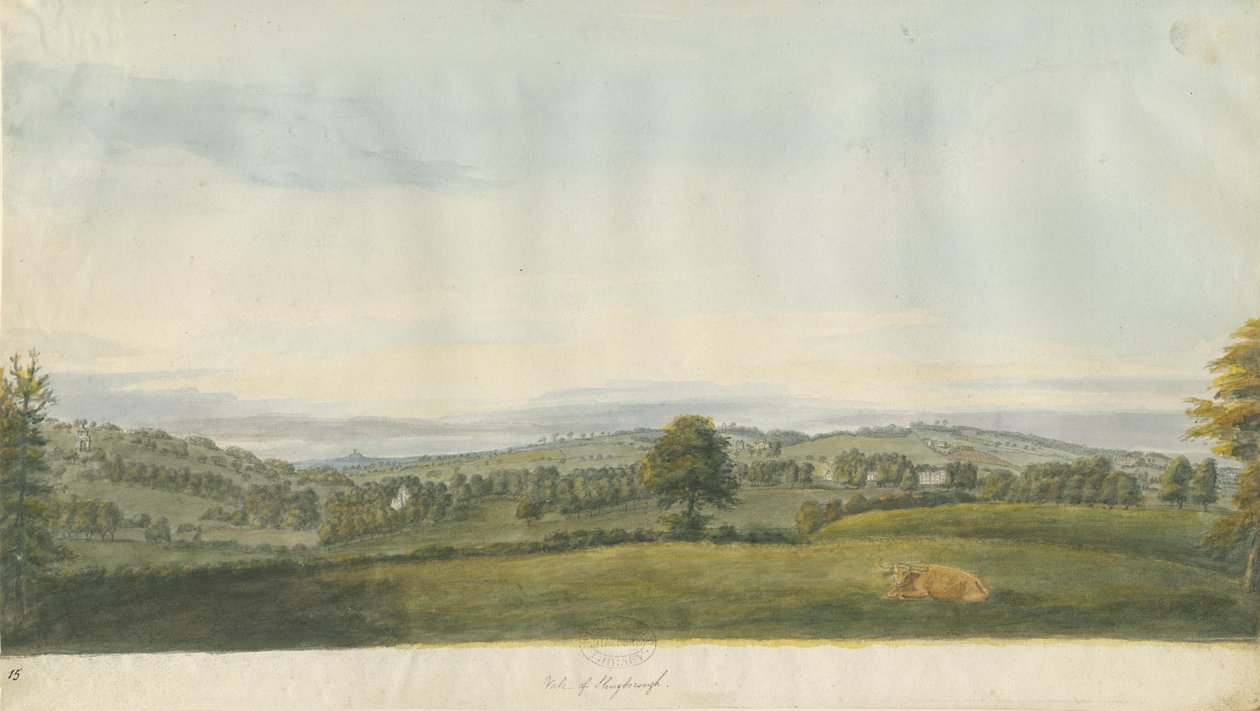 Vale of Shugborough: malarstwo akwarela i [koniec XVIII wieku] autorstwa Unbekannt