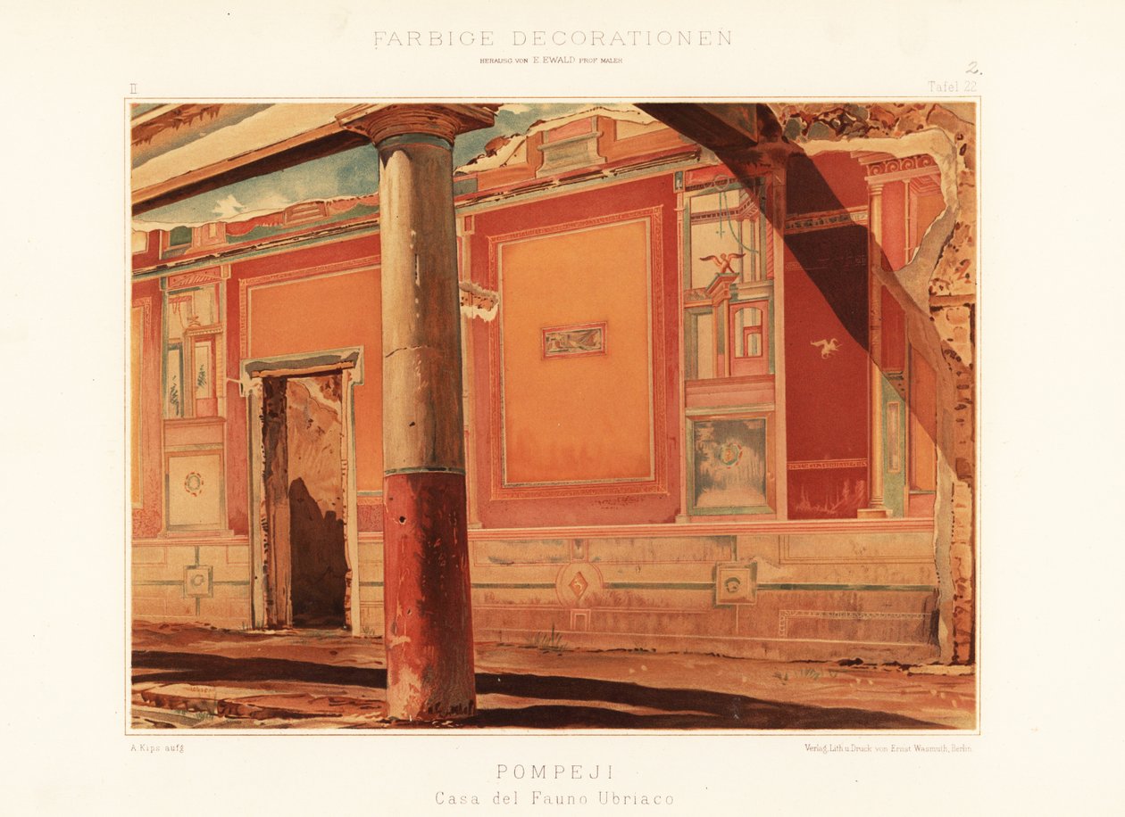 Widok na Dom Pijanego Fauna, Pompeje. 1896 (chromolitografia) autorstwa Unbekannter Künstler