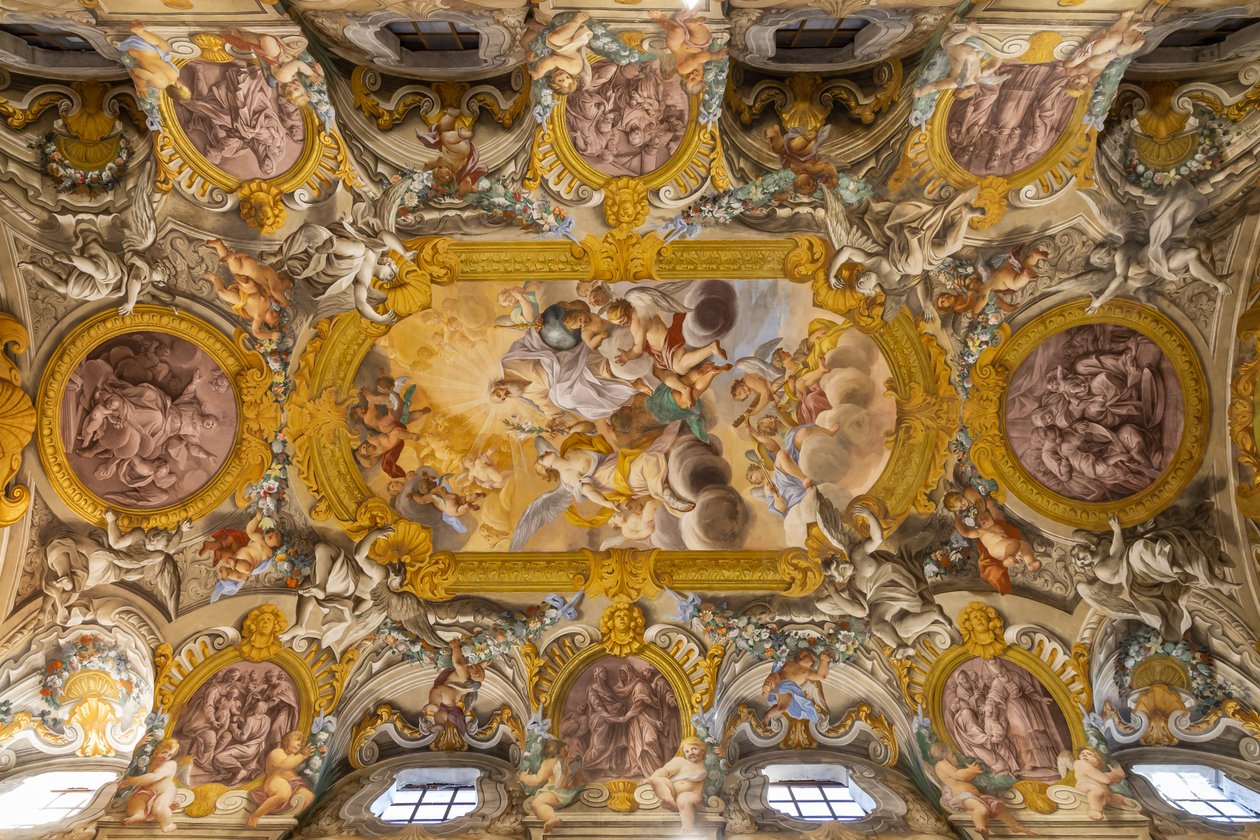 Widok na sufit, kościół Nunziatina, Todi, Umbria, Włochy (foto) autorstwa Unbekannter Künstler