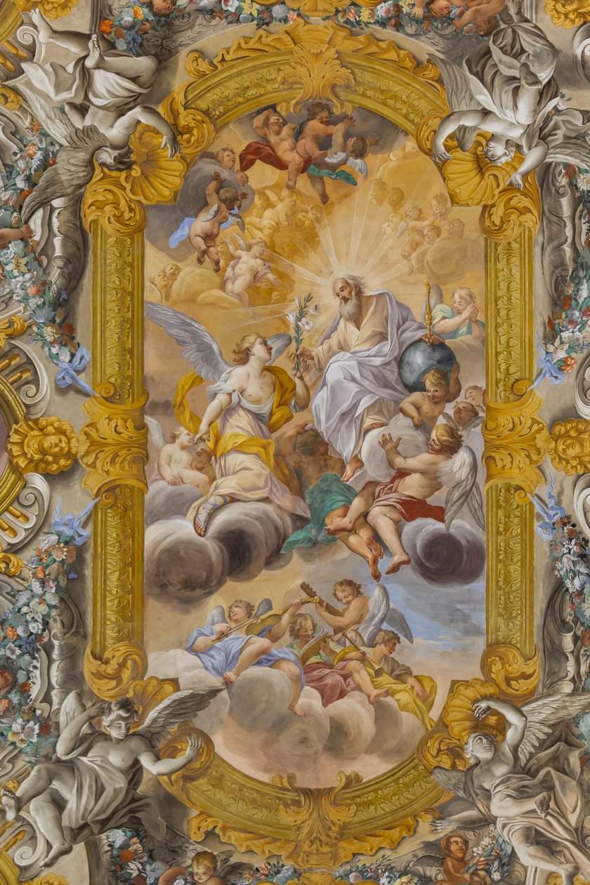 Widok na sufit, kościół Nunziatina, Todi, Umbria, Włochy (foto) autorstwa Unbekannter Künstler