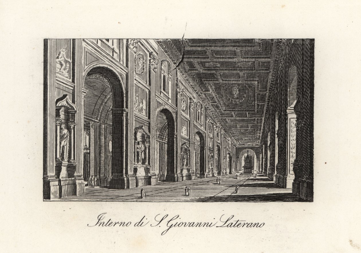Widok wnętrza Archibazyliki św. Jana Chrzciciela. Jan Lateran, S. Giovanni Lateran, Rzym autorstwa Unbekannt