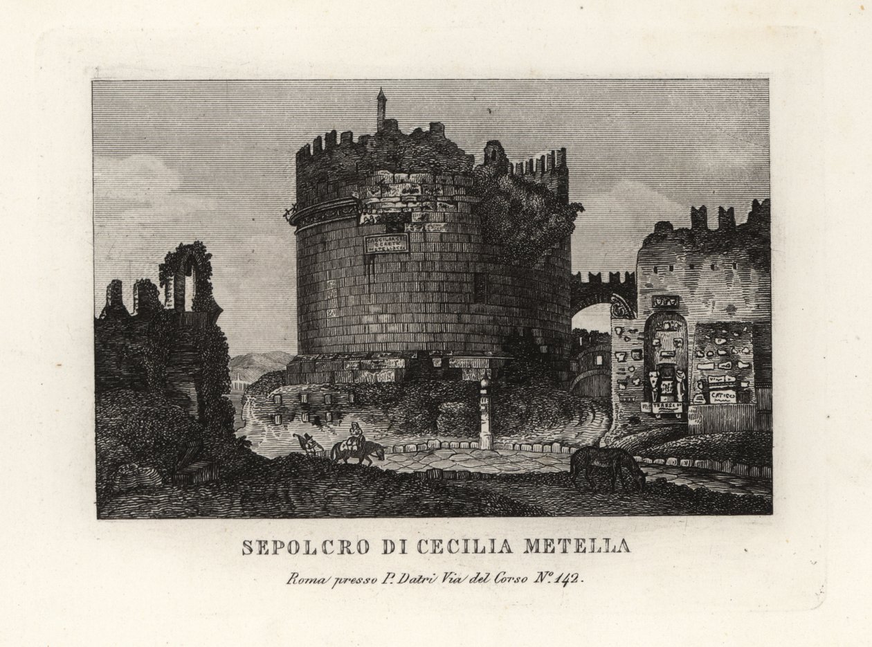 Widok ruin Grobowca Cecylii Metelli, Sepolcro di Cecilia Metella, Rzym autorstwa Unbekannt