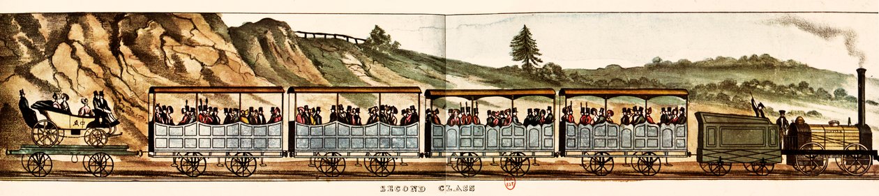 Wagony dla pasażerów drugiej klasy, Liverpool-Manchester Railway autorstwa Unbekannter Künstler