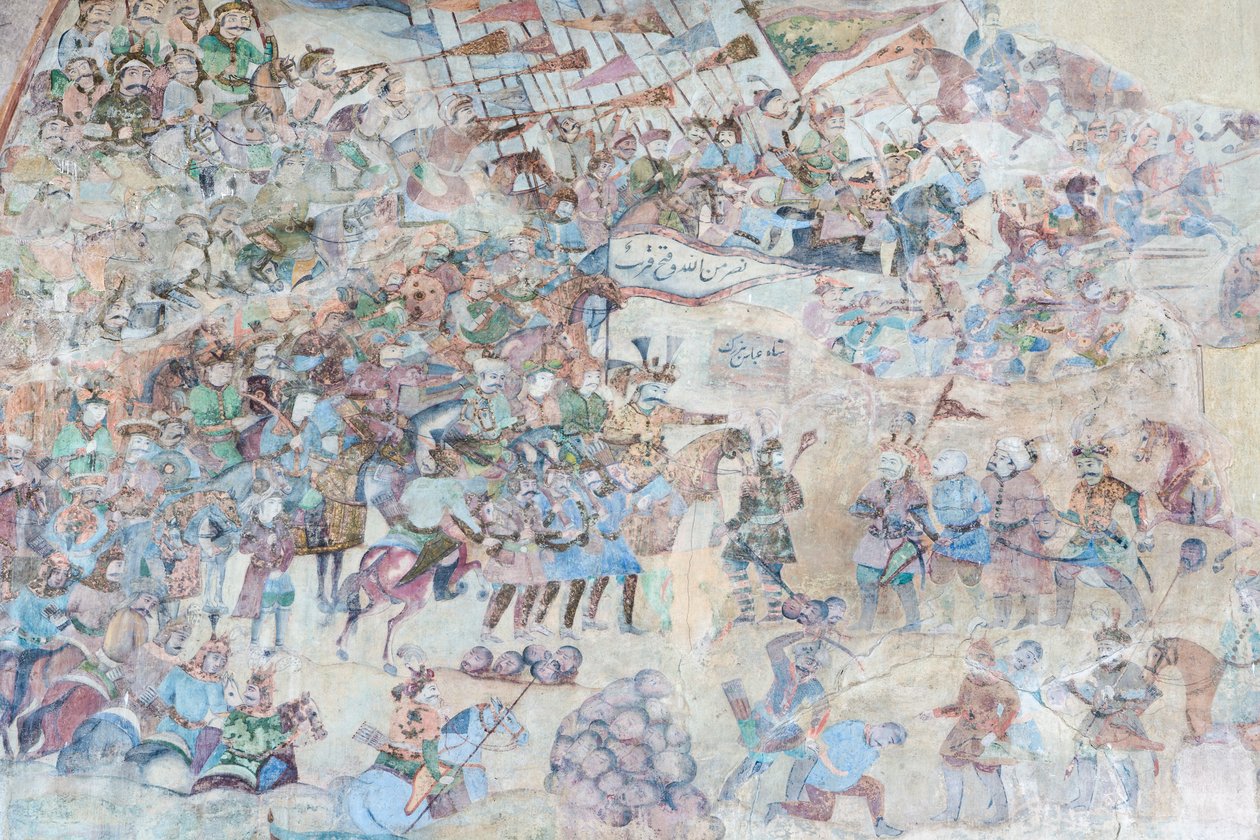 Malowidła ścienne w portalu Qeysarieh, plac Naqsh-e Jahan Imam, Isfahan, Iran (fresk) autorstwa Unbekannter Künstler