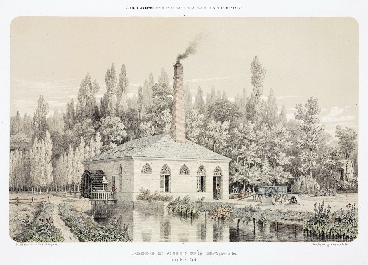 Water Power, przed 1900 walcownia cynku (Laminoir), Saint Louis, niedaleko Bray, Francja autorstwa Unbekannt