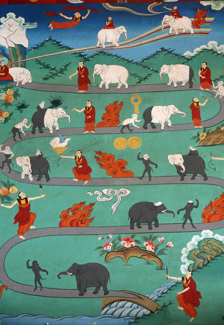 Opowieść o białym słoniu w klasztorze Kopan, Katmandu, Nepal autorstwa Unbekannt