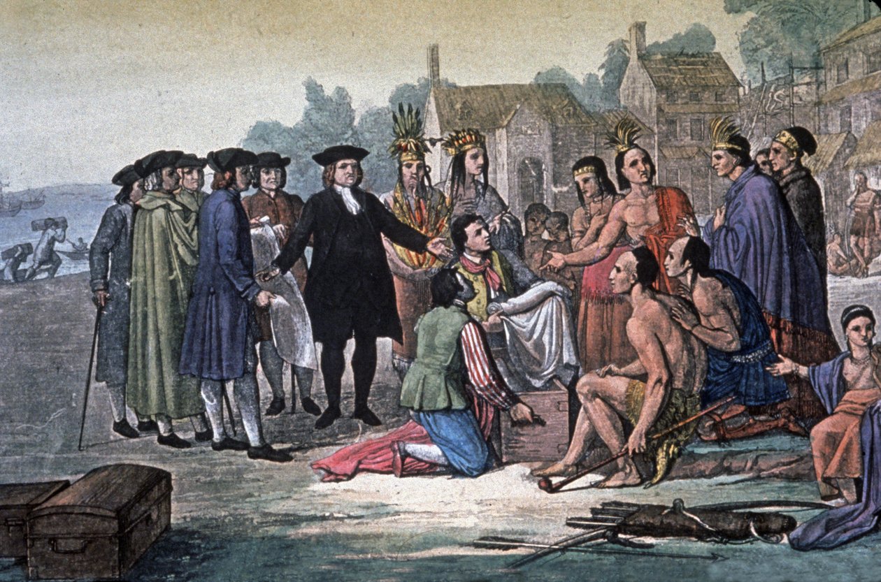 William Penn z Indianami z narodu Delaware, Pensylwania autorstwa Unbekannter Künstler